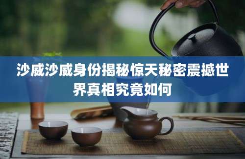沙威沙威身份揭秘惊天秘密震撼世界真相究竟如何