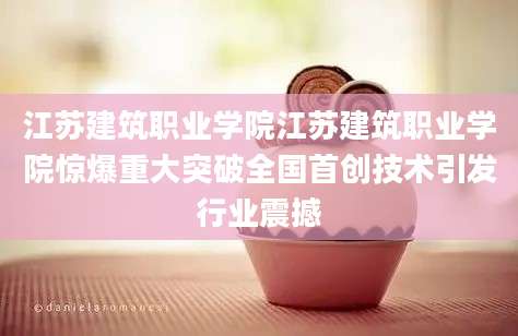 江苏建筑职业学院江苏建筑职业学院惊爆重大突破全国首创技术引发行业震撼