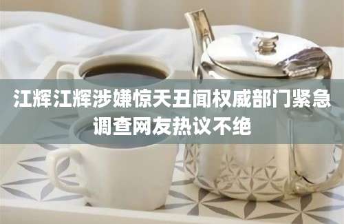 江辉江辉涉嫌惊天丑闻权威部门紧急调查网友热议不绝