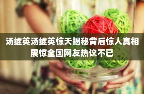 汤维英汤维英惊天揭秘背后惊人真相震惊全国网友热议不已