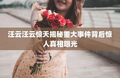 汪云汪云惊天揭秘重大事件背后惊人真相曝光