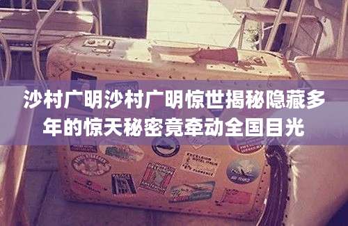 沙村广明沙村广明惊世揭秘隐藏多年的惊天秘密竟牵动全国目光