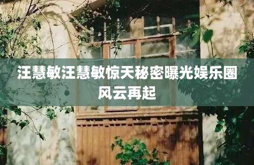 汪慧敏汪慧敏惊天秘密曝光娱乐圈风云再起