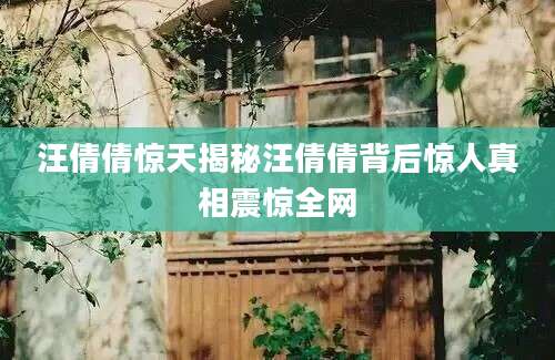 汪倩倩惊天揭秘汪倩倩背后惊人真相震惊全网