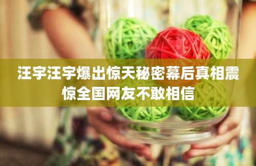 汪宇汪宇爆出惊天秘密幕后真相震惊全国网友不敢相信