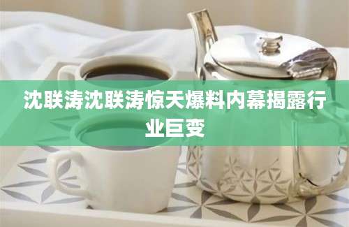 沈联涛沈联涛惊天爆料内幕揭露行业巨变