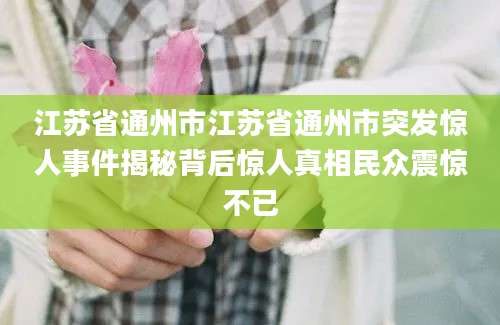 江苏省通州市江苏省通州市突发惊人事件揭秘背后惊人真相民众震惊不已