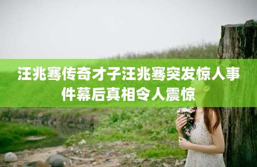 汪兆骞传奇才子汪兆骞突发惊人事件幕后真相令人震惊