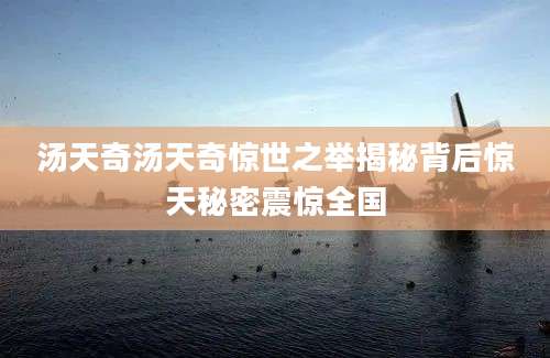 汤天奇汤天奇惊世之举揭秘背后惊天秘密震惊全国