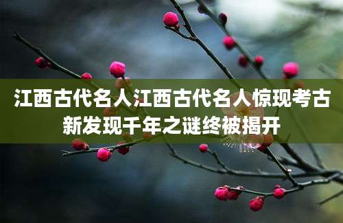 江西古代名人江西古代名人惊现考古新发现千年之谜终被揭开