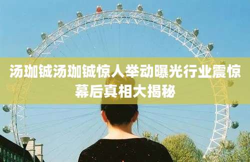 汤珈铖汤珈铖惊人举动曝光行业震惊幕后真相大揭秘