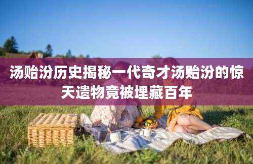 汤贻汾历史揭秘一代奇才汤贻汾的惊天遗物竟被埋藏百年