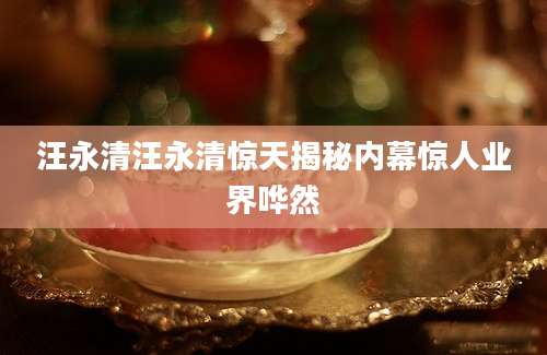 汪永清汪永清惊天揭秘内幕惊人业界哗然