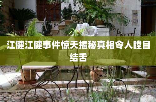 江健江健事件惊天揭秘真相令人瞠目结舌