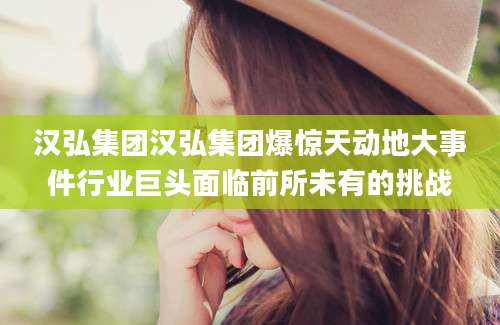 汉弘集团汉弘集团爆惊天动地大事件行业巨头面临前所未有的挑战