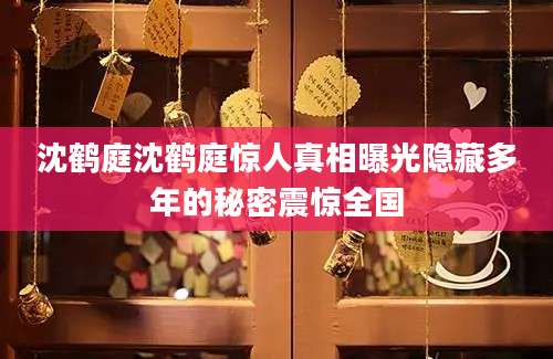 沈鹤庭沈鹤庭惊人真相曝光隐藏多年的秘密震惊全国