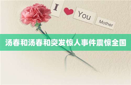 汤春和汤春和突发惊人事件震惊全国