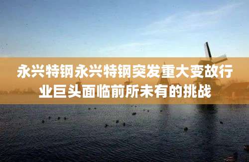 永兴特钢永兴特钢突发重大变故行业巨头面临前所未有的挑战