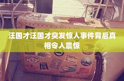汪国才汪国才突发惊人事件背后真相令人震惊