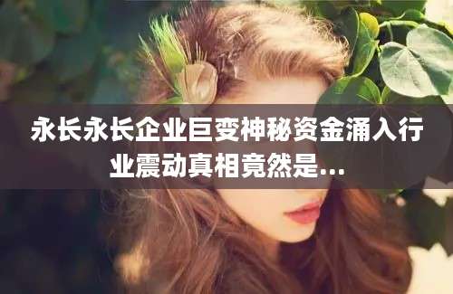 永长永长企业巨变神秘资金涌入行业震动真相竟然是...