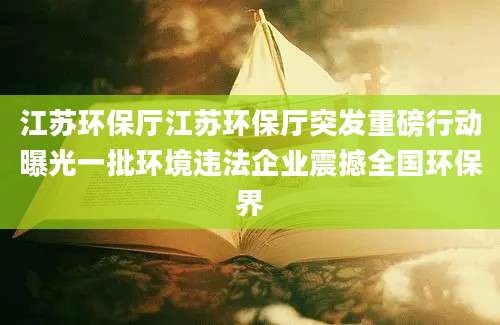 江苏环保厅江苏环保厅突发重磅行动曝光一批环境违法企业震撼全国环保界