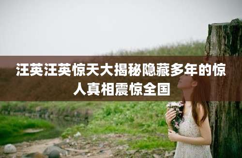 汪英汪英惊天大揭秘隐藏多年的惊人真相震惊全国