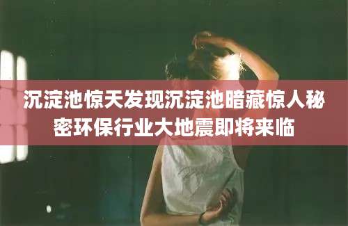沉淀池惊天发现沉淀池暗藏惊人秘密环保行业大地震即将来临