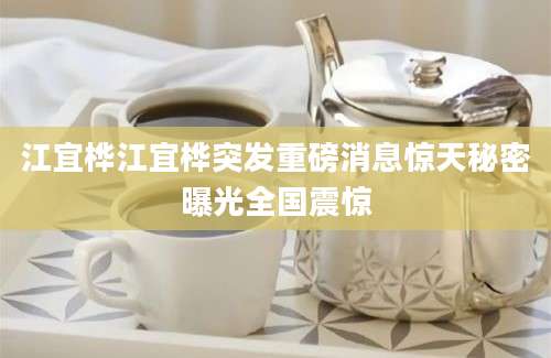 江宜桦江宜桦突发重磅消息惊天秘密曝光全国震惊